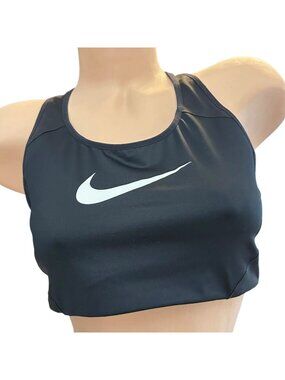 Nike Black Sports Bra XL Racerback Logo Polyester Spandex Blend